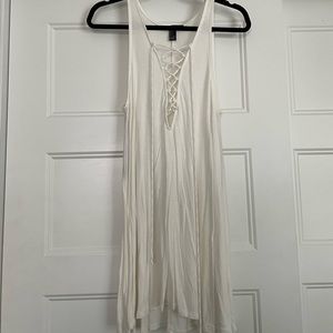 Forever 21 White Lace-up Front Dress
